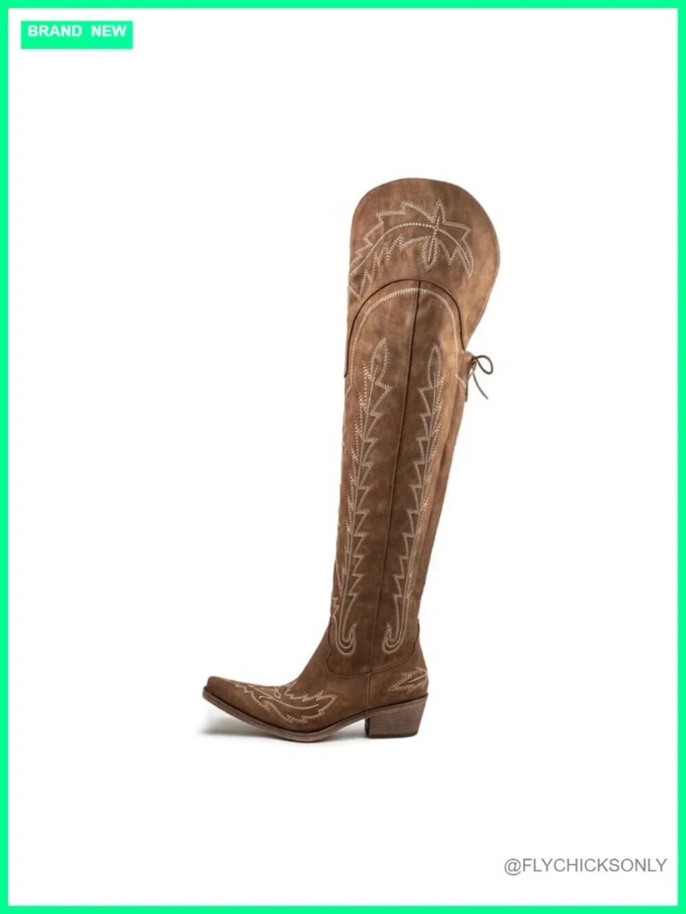 Faux Leather Thigh High Cowboy Boots Pointed Toe Block Heel Western